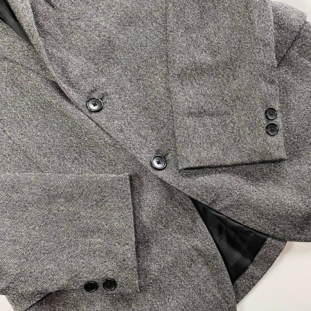 ビューティアンドユース✨サキソニー　セットアップスーツ　グレー　ヘリンボーンM