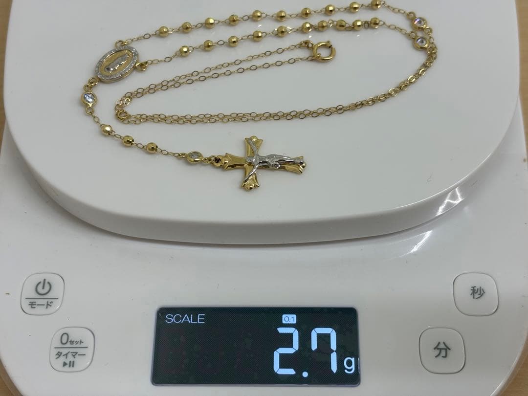 新品激安BRILLIANCE 10金K10YGロザリオゴールドネックレス46cm