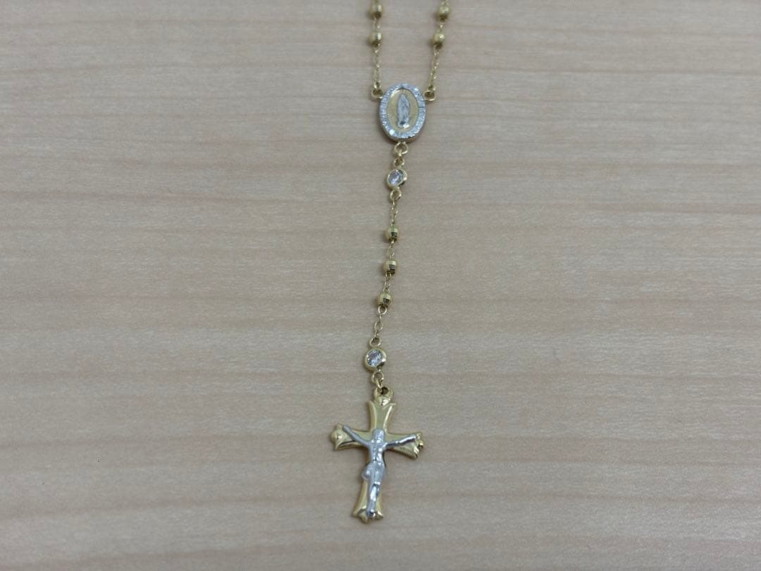 新品激安BRILLIANCE 10金K10YGロザリオゴールドネックレス46cm