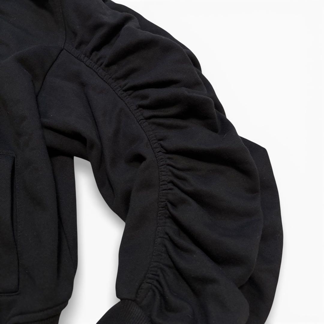 Ameri ギャザー ジップアップパーカー ブラック