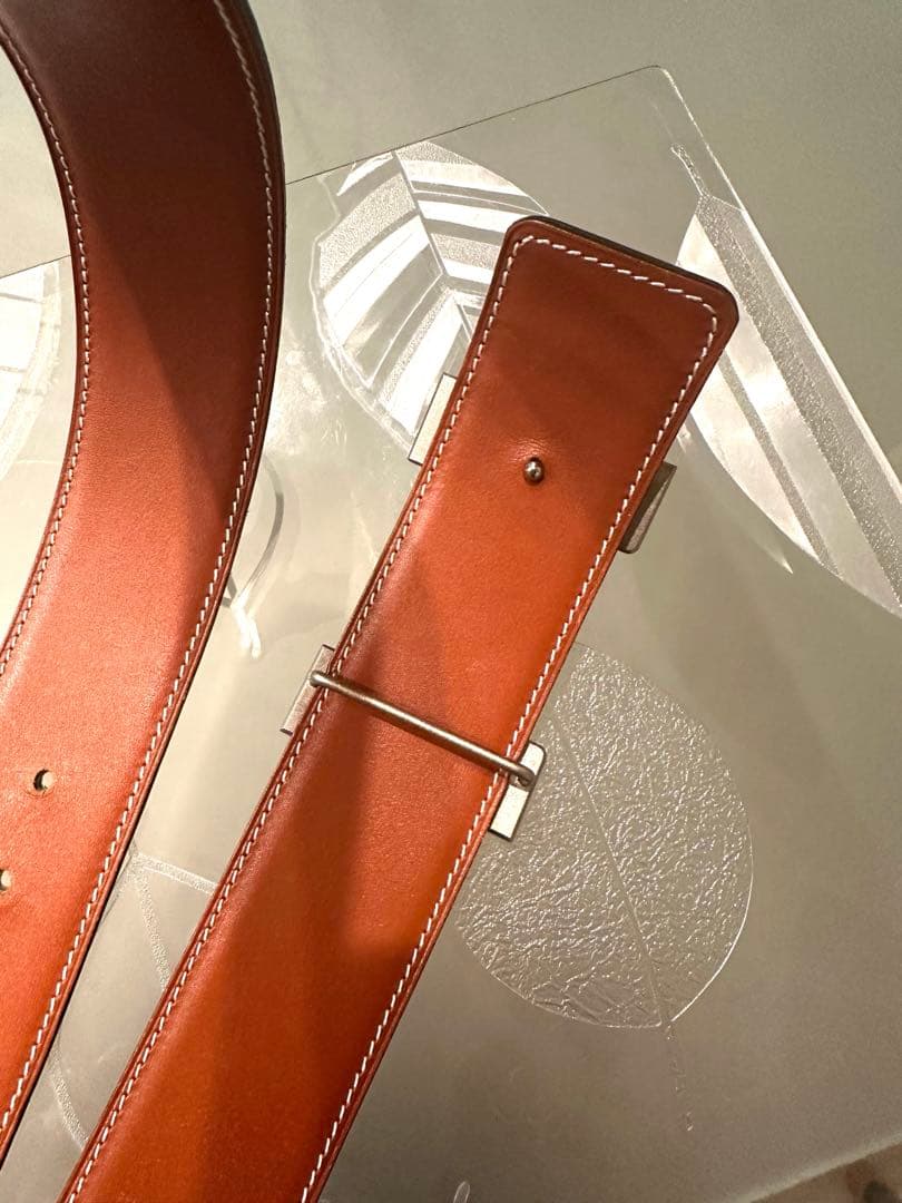 ❤エルメス　H型シルバーバックル　 リバーシブルベルト85 幅4センチ美品❤