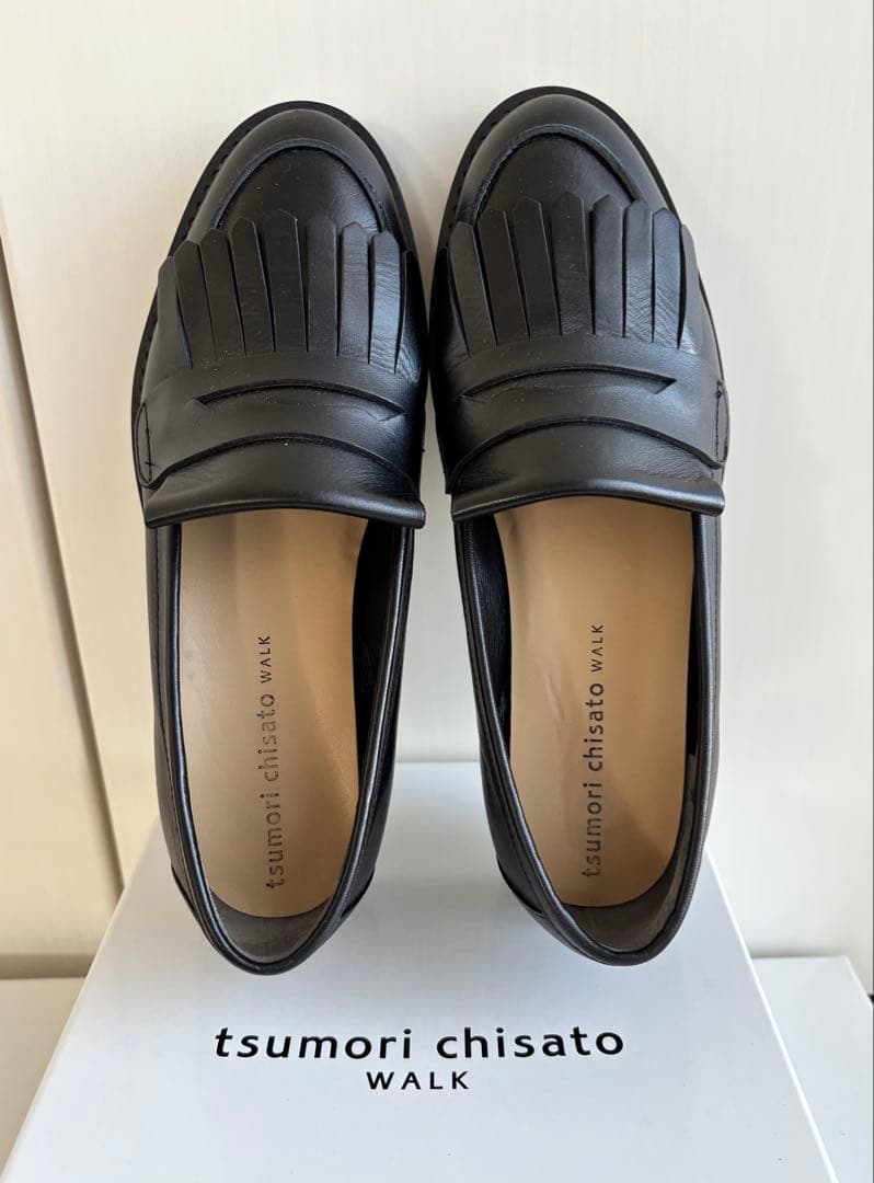 tsumori chisatoWALKタンクソールフリンジローファーブラック本革