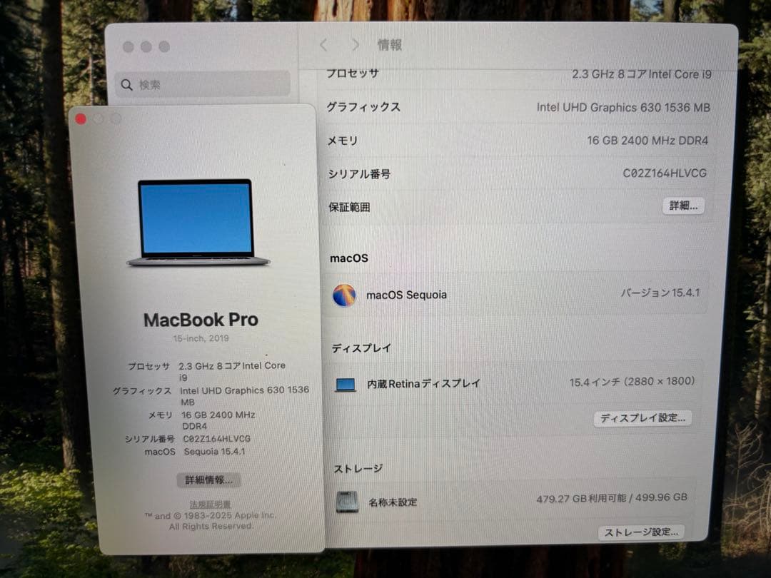 MacBook Pro 15インチ A1990 i9 Radeon Pro
