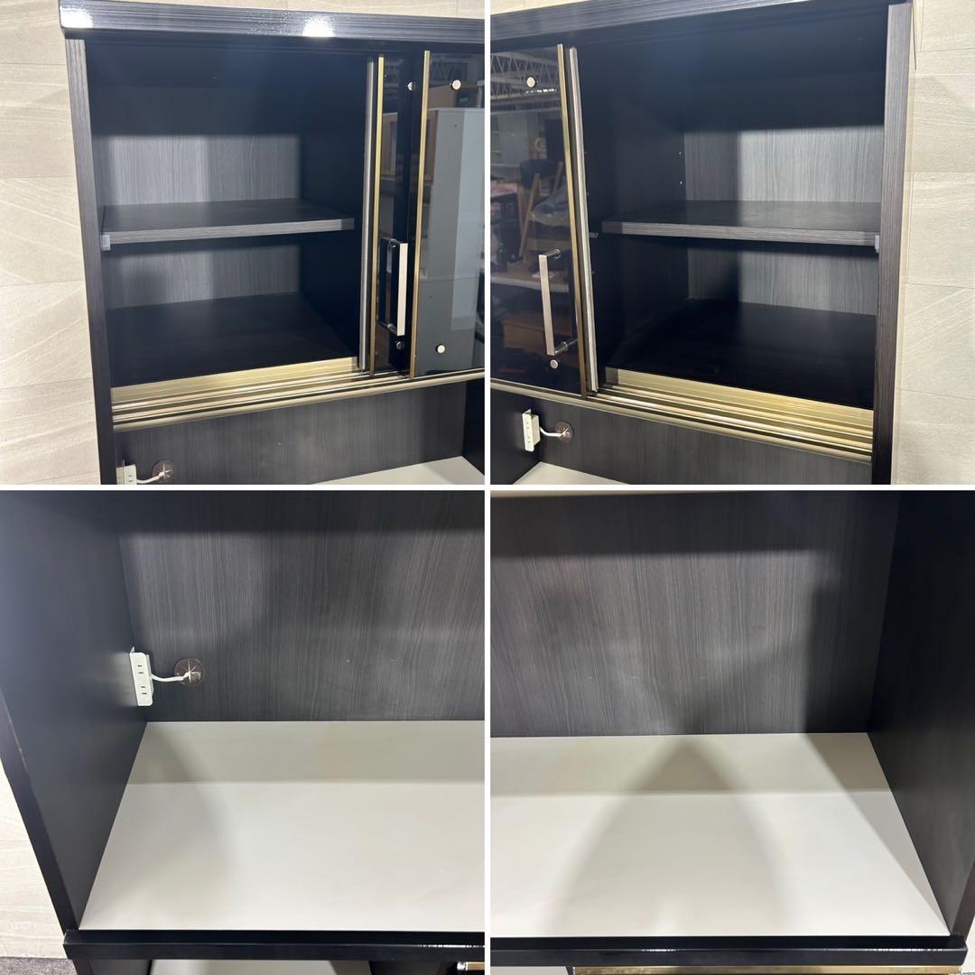 食器棚 キッチンボード 幅92cm ダラス オープンボード ブラック d3868