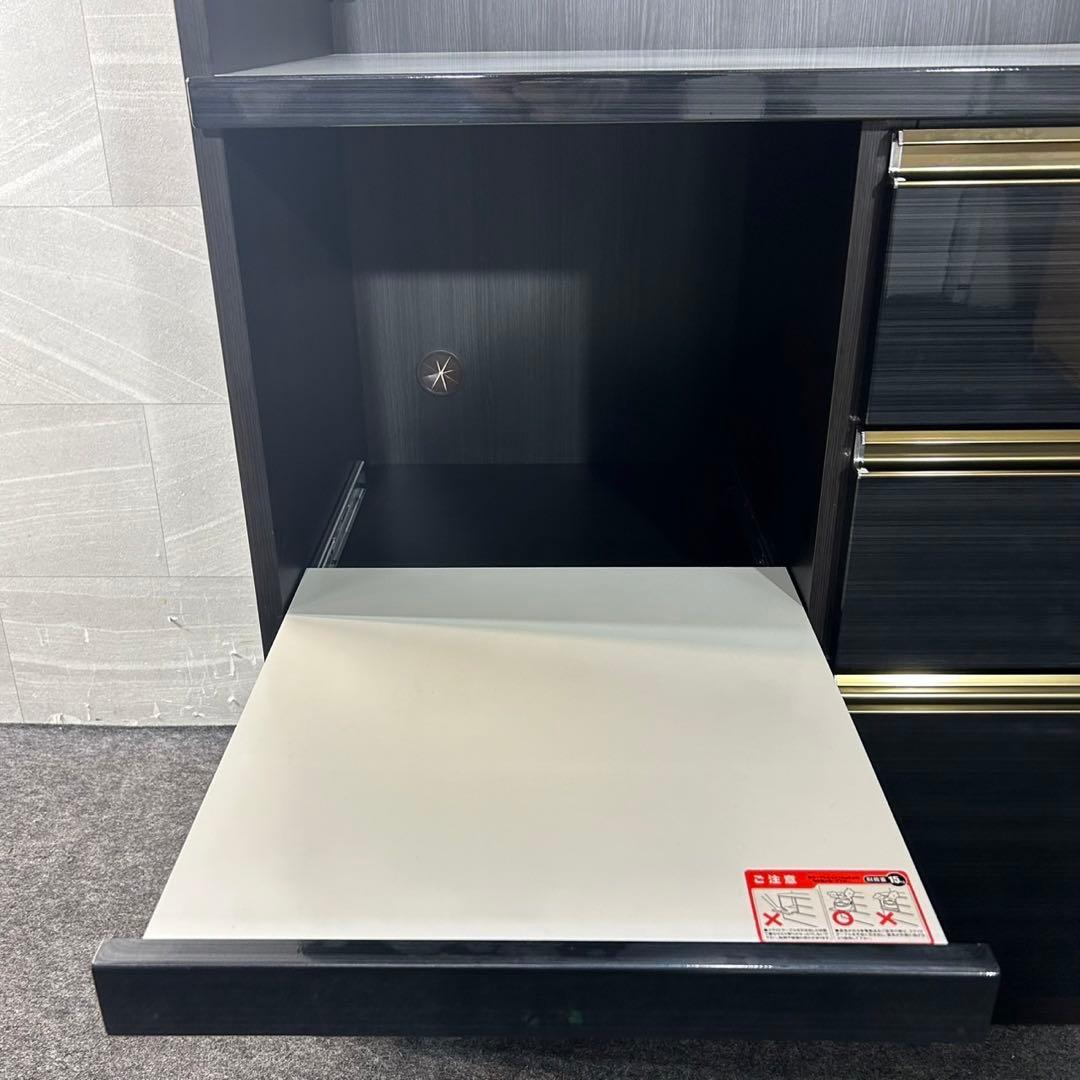 食器棚 キッチンボード 幅92cm ダラス オープンボード ブラック d3868