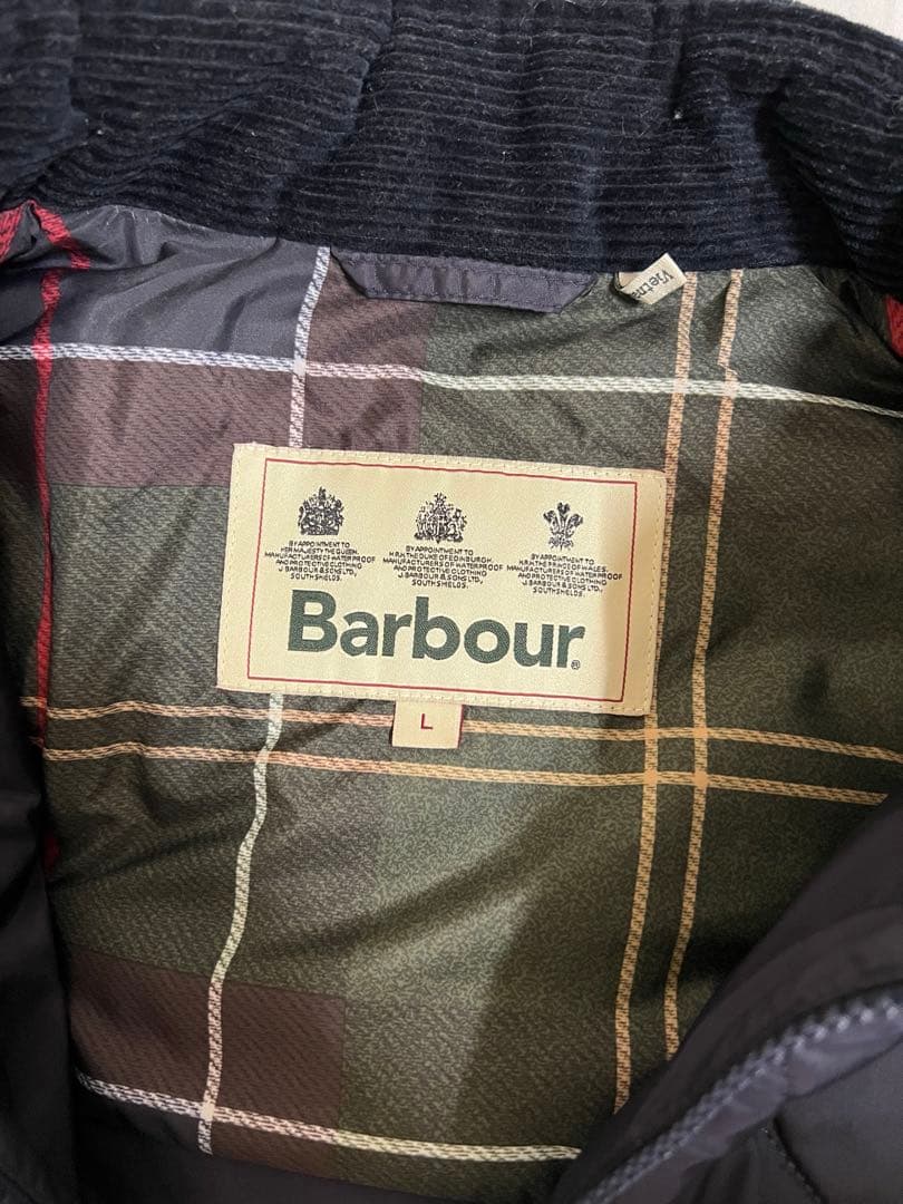 Barbour ネイビー キルティングダウンベスト