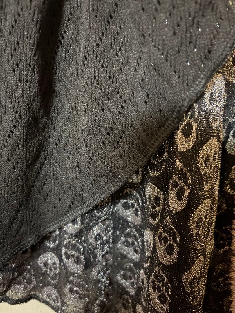 新品タグ付 d.i.a. 超希少スカルレース×ラメアシメ×ホルターチュニック 黒