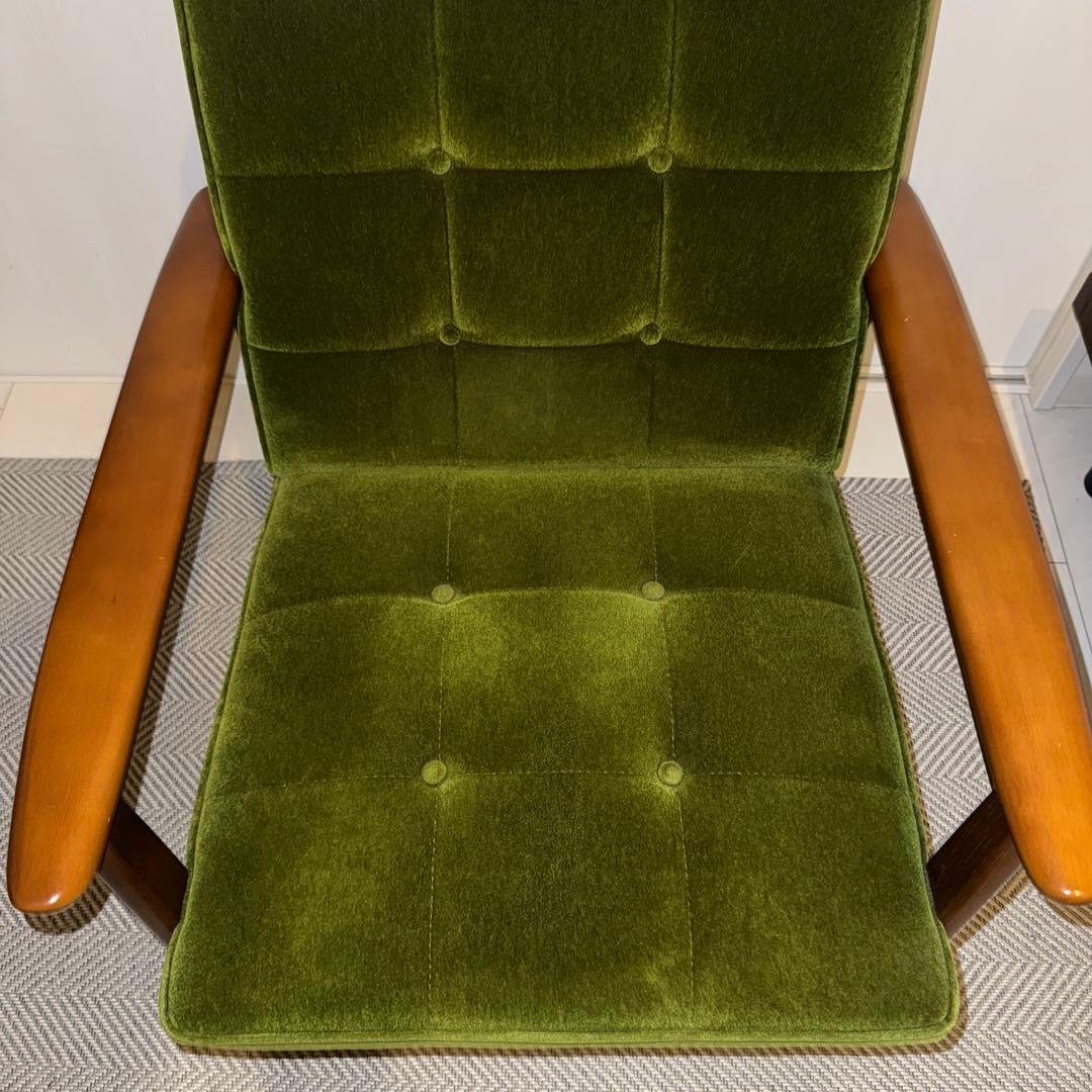 【名品】カリモク60 Kチェア 1シーター モケットグリーン