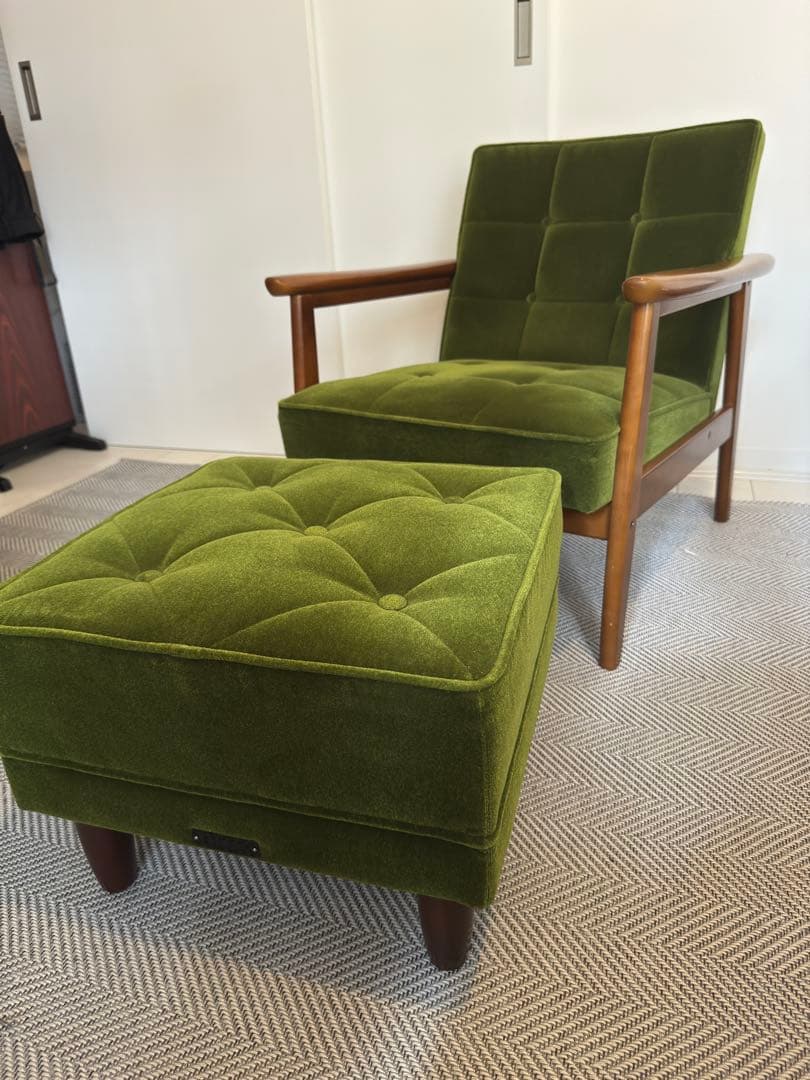 【名品】カリモク60 Kチェア 1シーター モケットグリーン