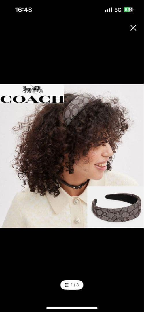KK COACH ロゴ入りブラウンヘアバンド