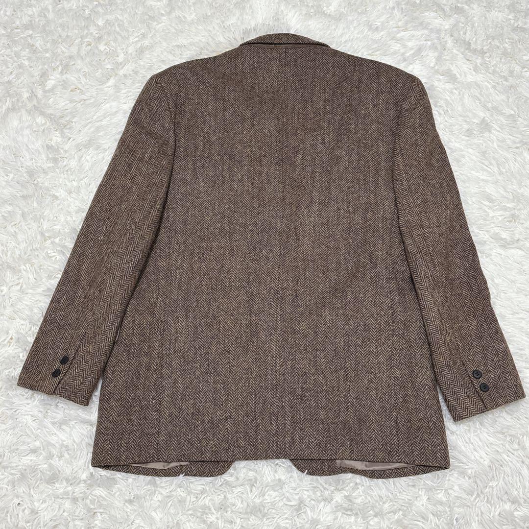 ハリスツイード VAN　テーラードジャケット　ヘリンボーン　ブラウン　L