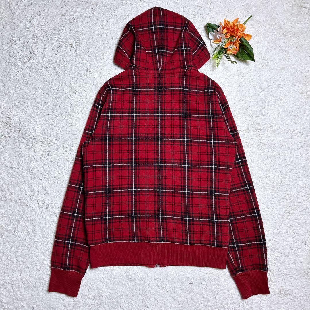 美品/ポロバイラルフローレン　チェックジップアップパーカー　ポニー刺繍　裏起毛