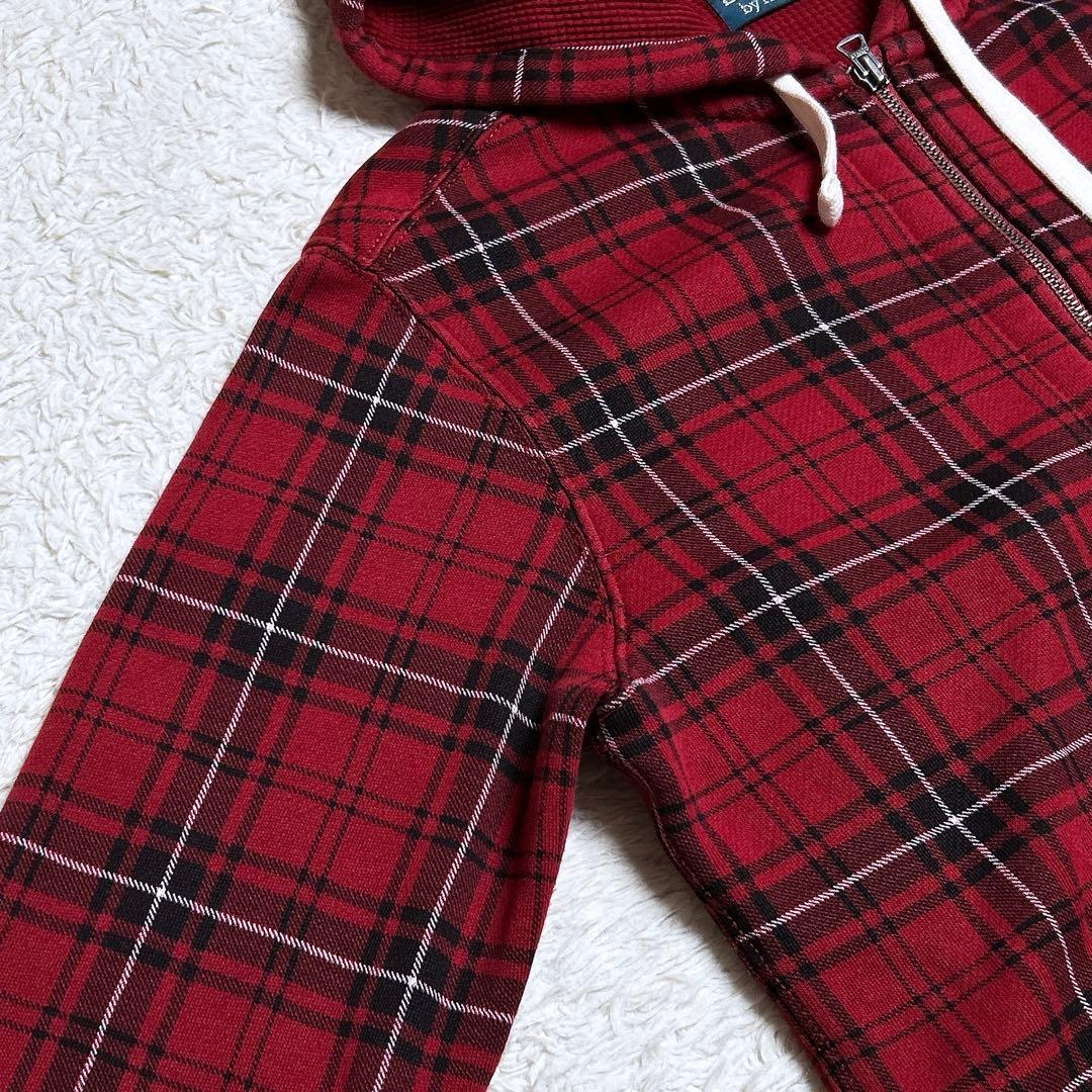 美品/ポロバイラルフローレン　チェックジップアップパーカー　ポニー刺繍　裏起毛