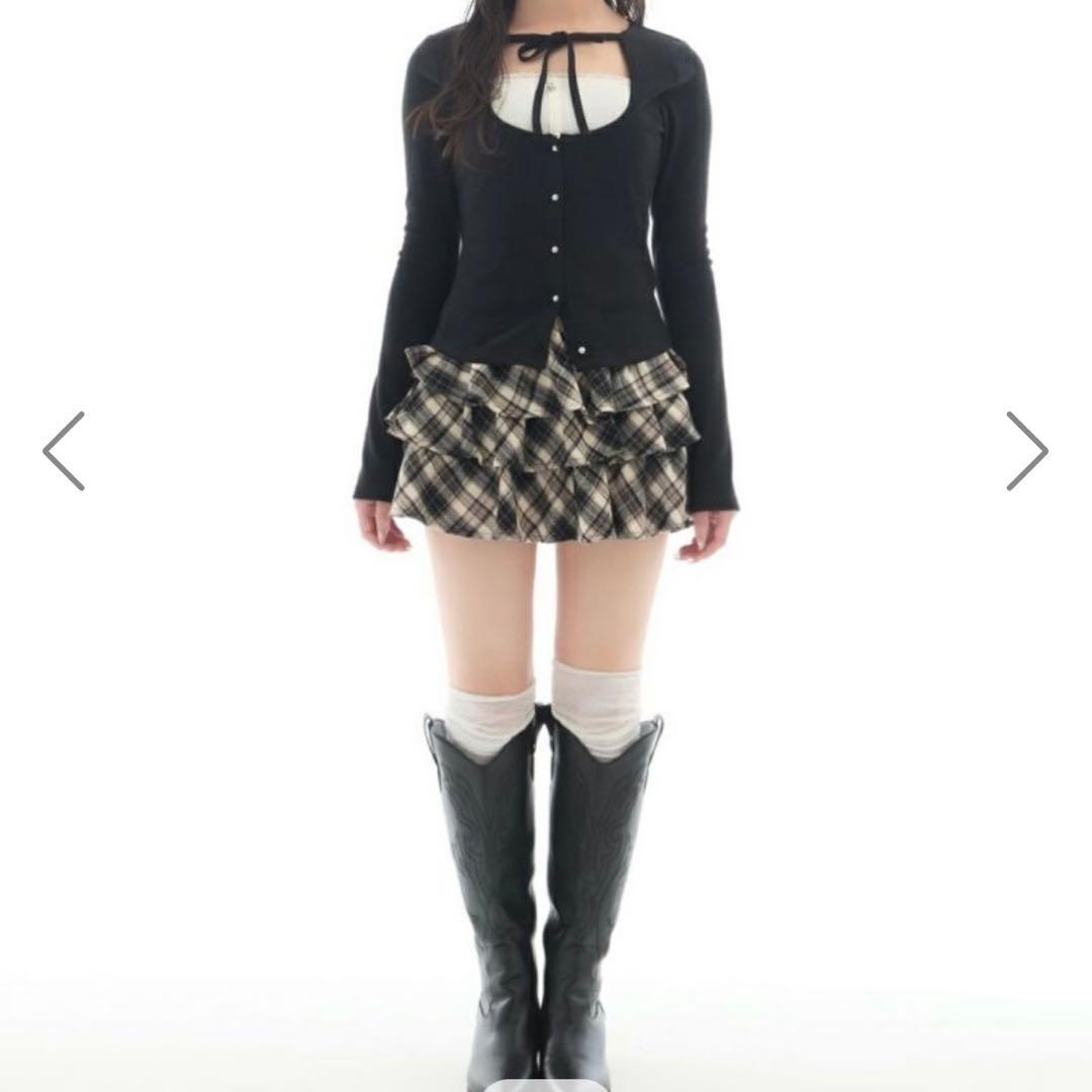 BUBBLES レイヤードリブトップス　ブラック