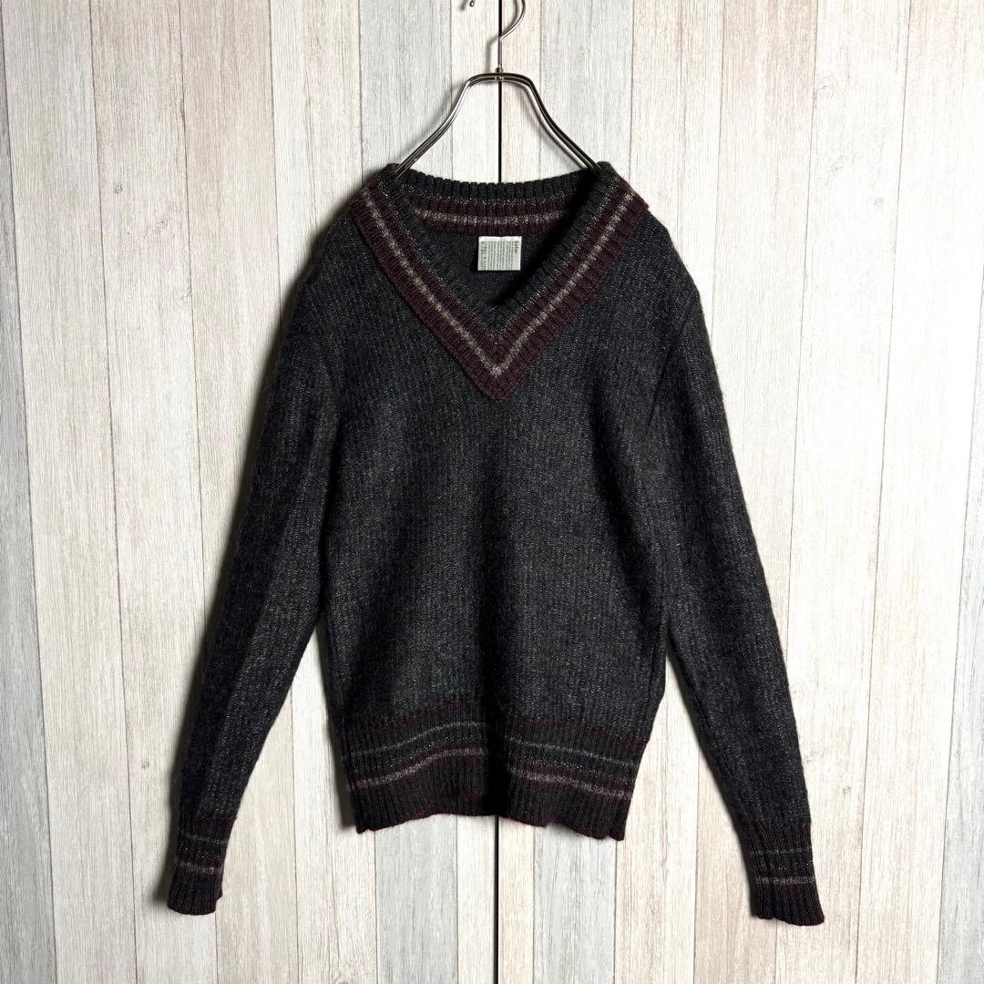 3508【希少・モヘヤ＆アルパカ混】カラー チルデン ウール ニットセーター