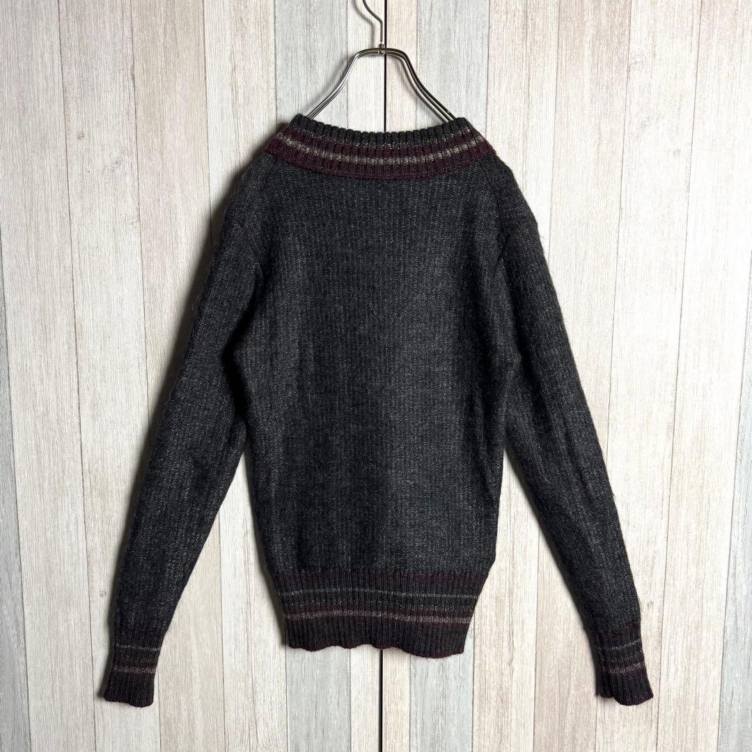 3508【希少・モヘヤ＆アルパカ混】カラー チルデン ウール ニットセーター