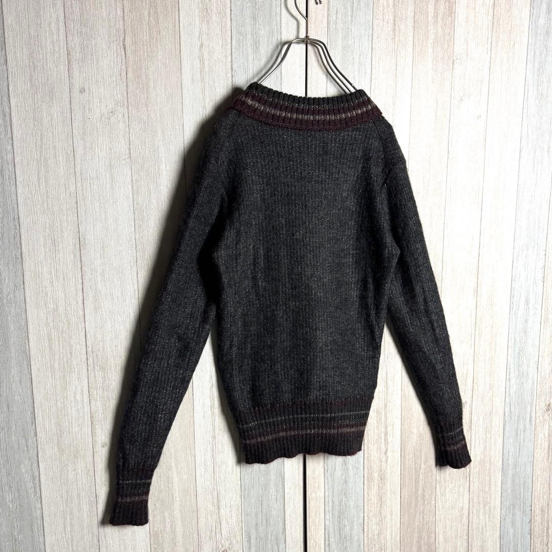 3508【希少・モヘヤ＆アルパカ混】カラー チルデン ウール ニットセーター