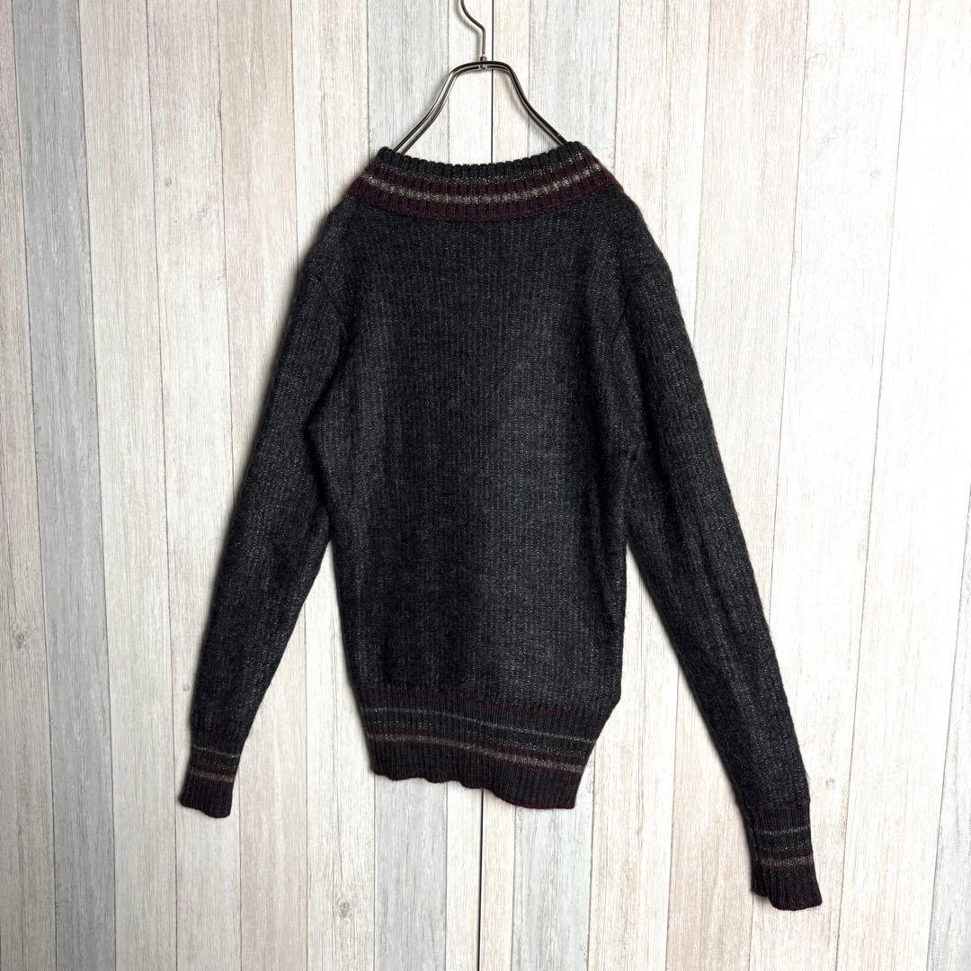 3508【希少・モヘヤ＆アルパカ混】カラー チルデン ウール ニットセーター