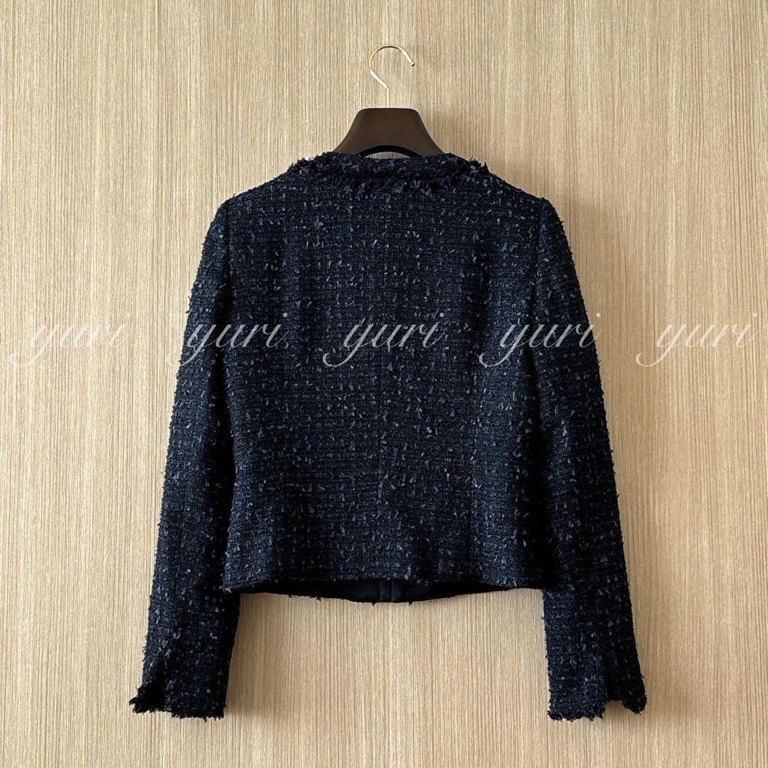 【1236】アナイ　ミックスツイードクルー　ジャケット　フォーマル　濃紺　38