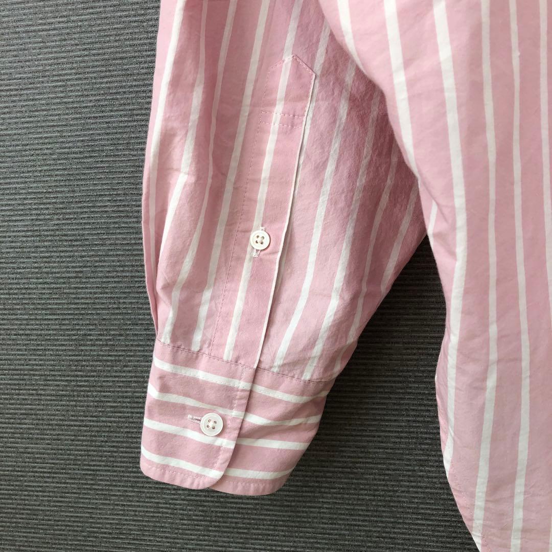 THE SHINZONE NOCOLLAR SHIRTS ピンク ストライプ