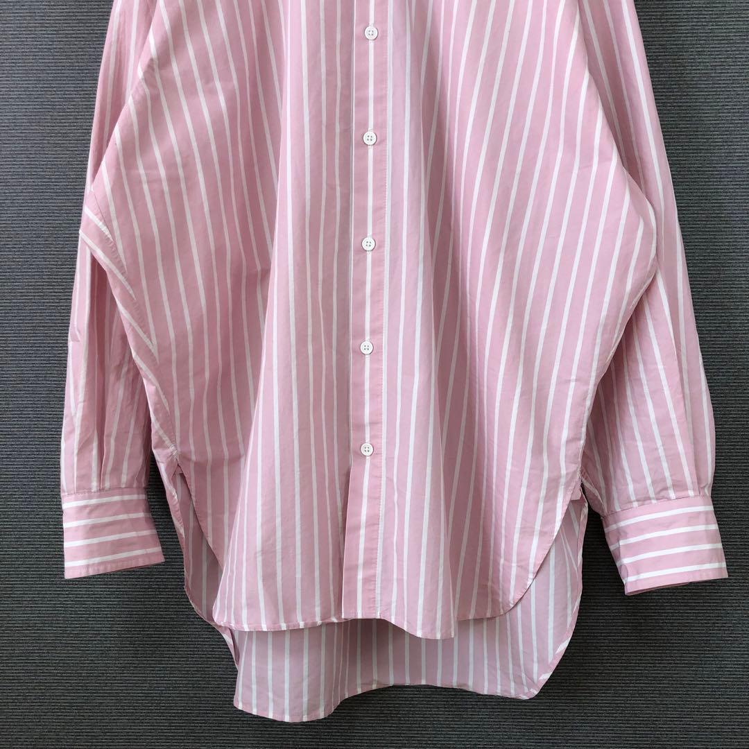 THE SHINZONE NOCOLLAR SHIRTS ピンク ストライプ
