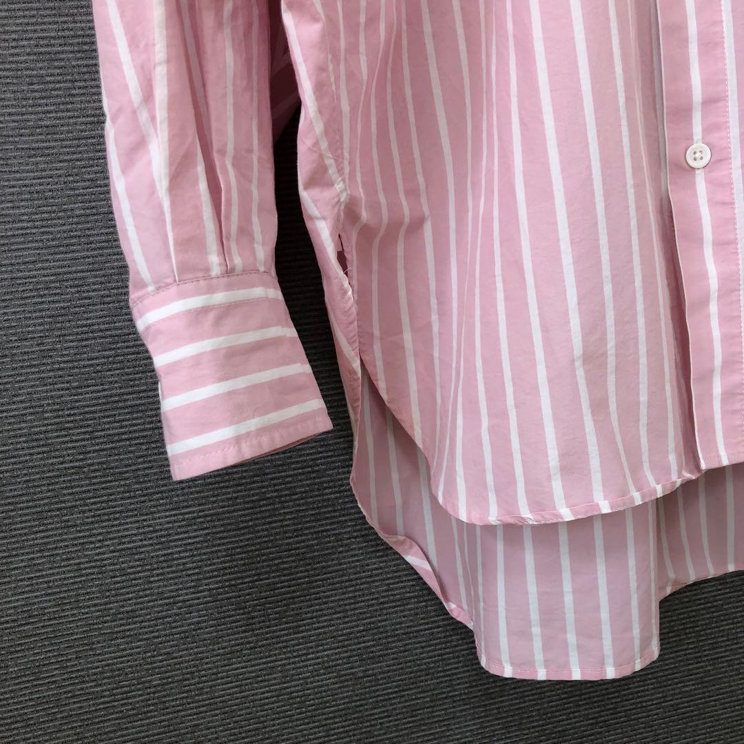 THE SHINZONE NOCOLLAR SHIRTS ピンク ストライプ