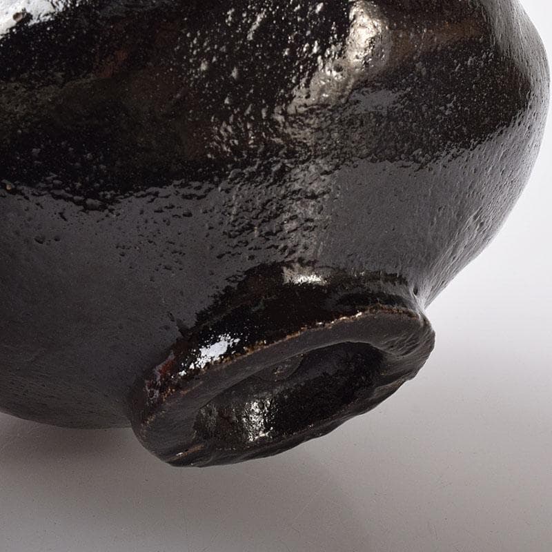 茶道具　九代　楽吉左衛門　了入造　黒楽茶碗　仕覆付　共箱　V　7571