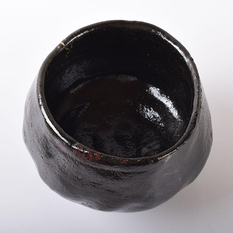 茶道具　九代　楽吉左衛門　了入造　黒楽茶碗　仕覆付　共箱　V　7571
