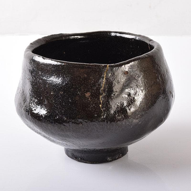茶道具　九代　楽吉左衛門　了入造　黒楽茶碗　仕覆付　共箱　V　7571