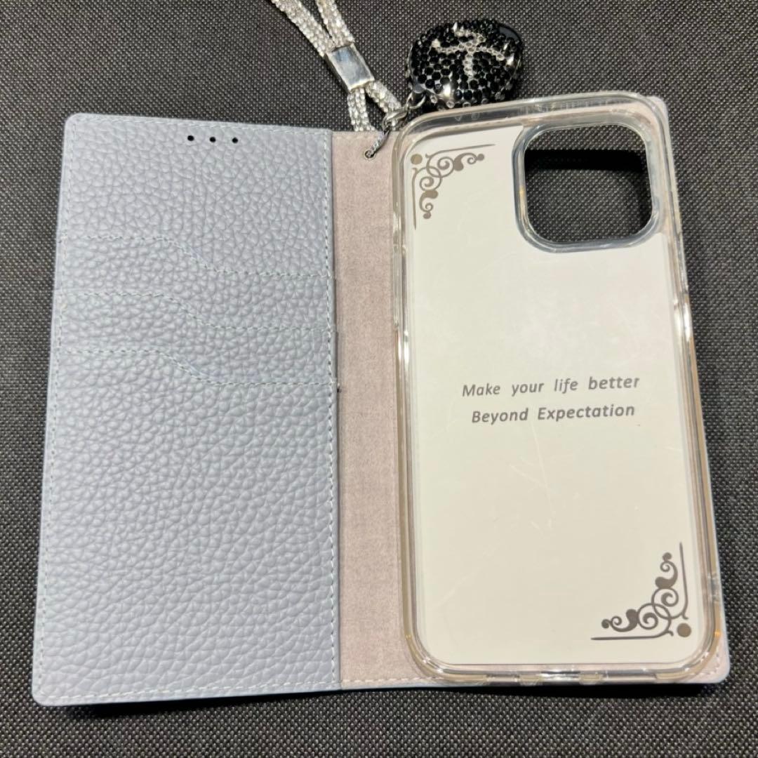 全面　スワロフスキー　iPhone 13promax 手帳型　デコプティ