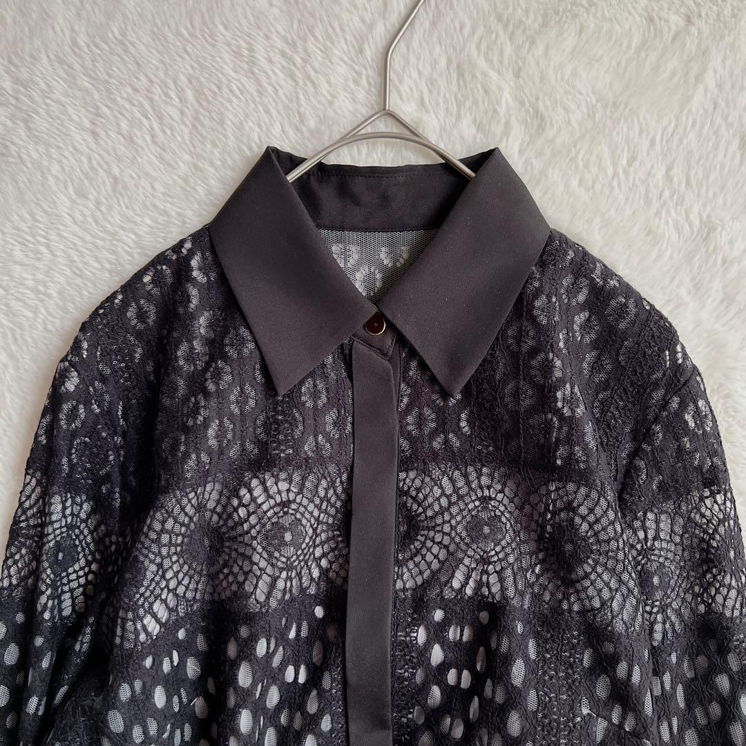 未使用✨グレースコンチネンタル クロシェレース ワンピース マキシ丈 ベルト 黒