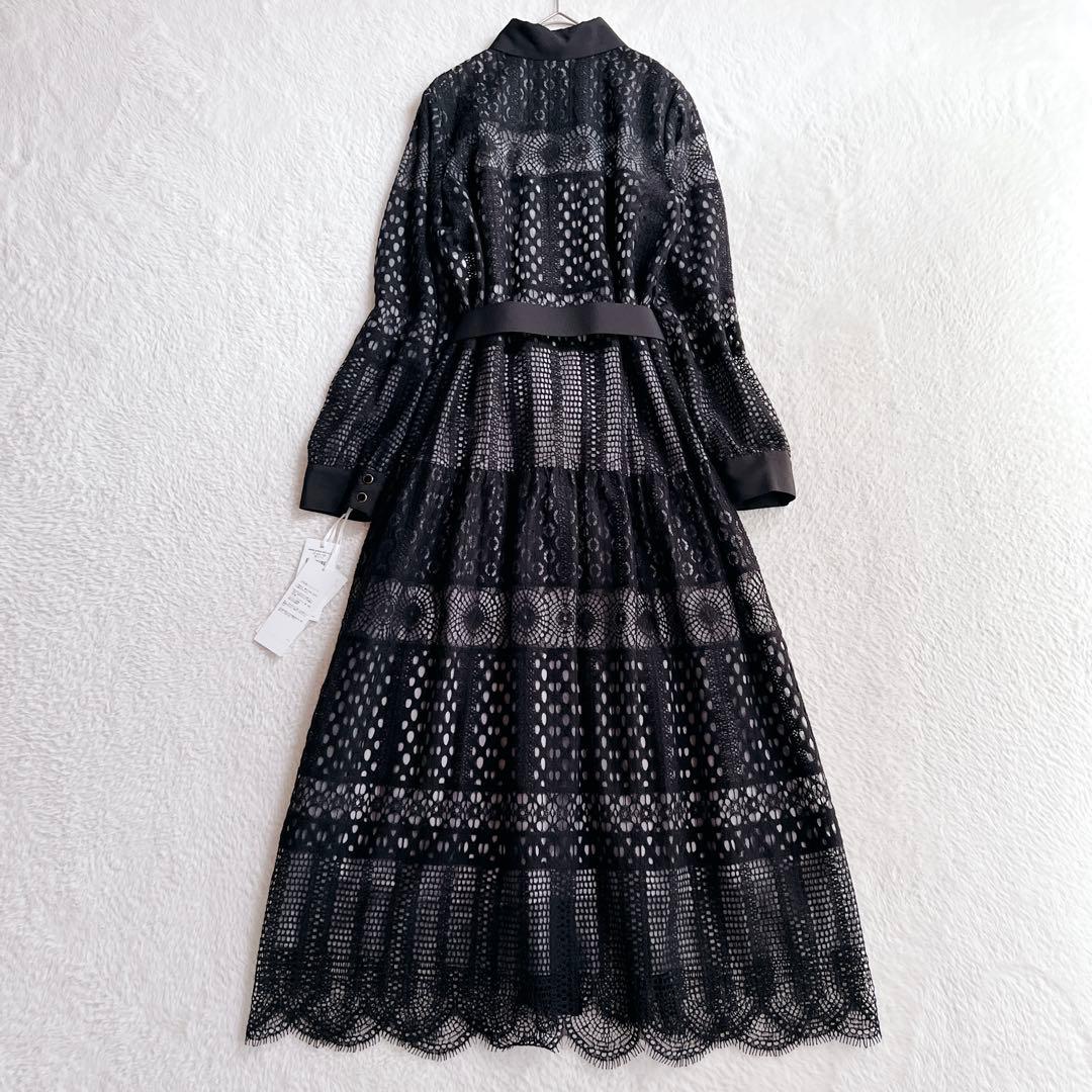 未使用✨グレースコンチネンタル クロシェレース ワンピース マキシ丈 ベルト 黒