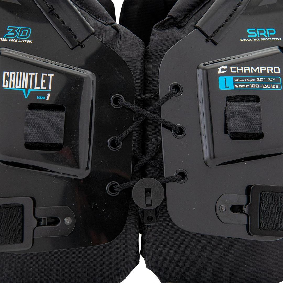 CHAMPRO Gauntlet 1 フットボールショルダーパッド、L、ブラック