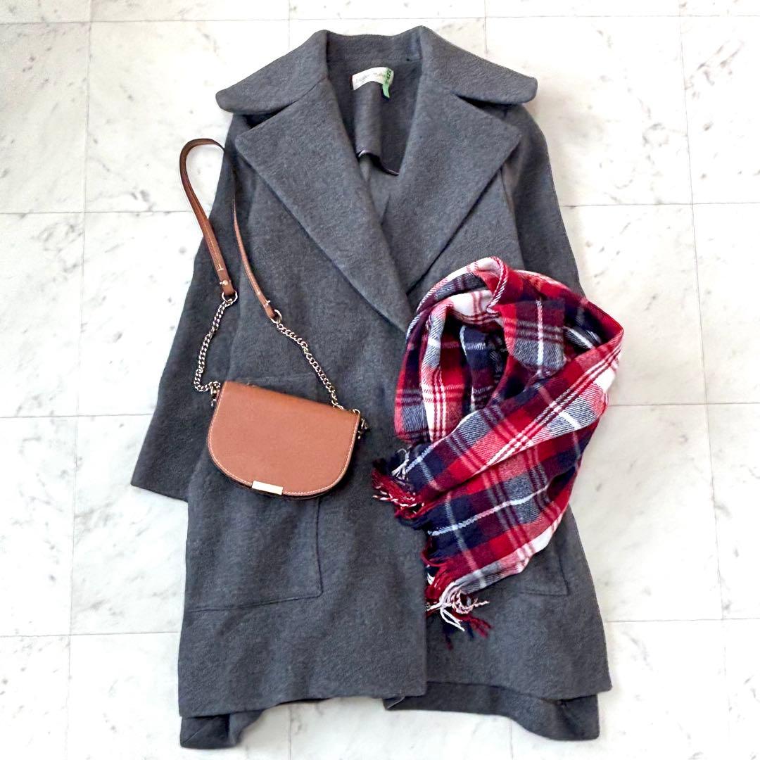 美品 デザインワークス　ウール混ビッグカラーコート　オーバーサイズ　38