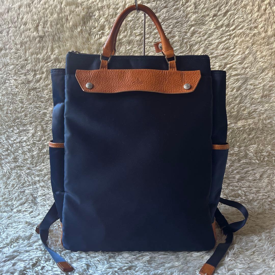 美品　希少　マスターピース　Edit　バックパック　キャリーオン　底鋲　ネイビー