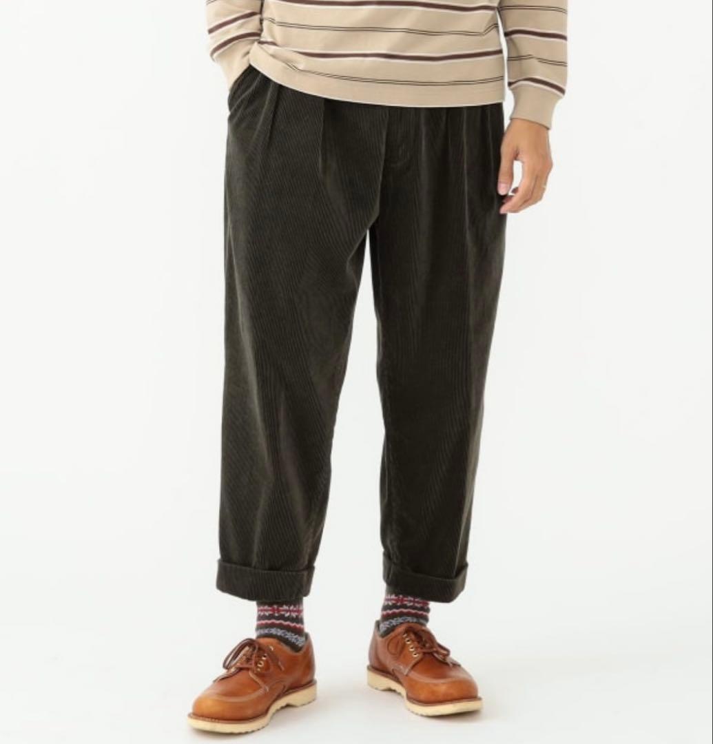 BEAMS PLUS 2プリーツ チノトラウザーズパンツ コーデュロイ　M