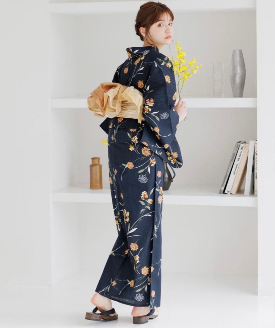 【未使用】Dita 浴衣5点セット 蒲公英色の花あそび(月夜)