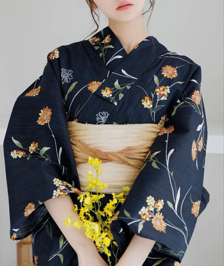 【未使用】Dita 浴衣5点セット 蒲公英色の花あそび(月夜)