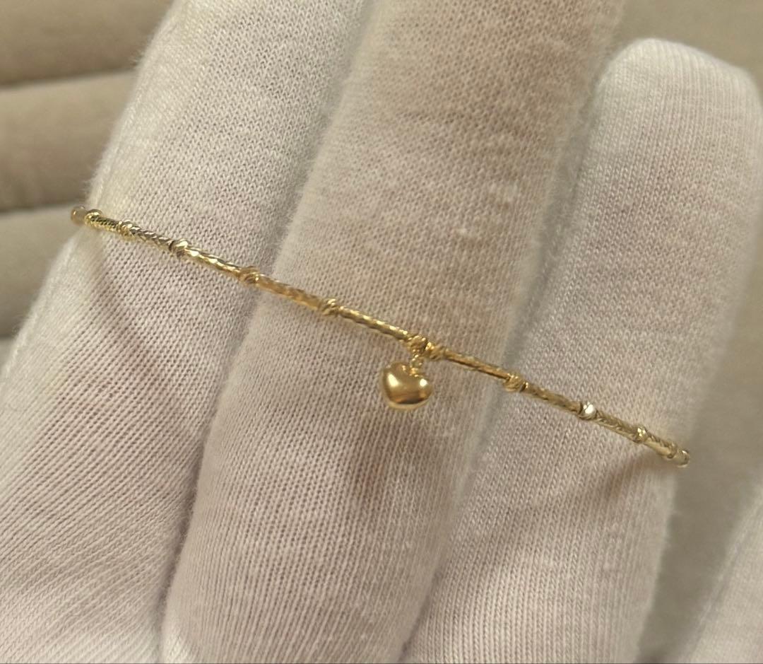 lee　K18バングル　淡水真珠　18金　ブレスレット　ハート