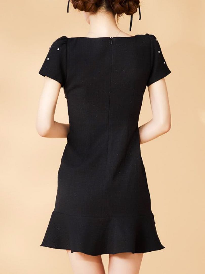 ビジューリボンマーメイドミニドレス/キャバドレス