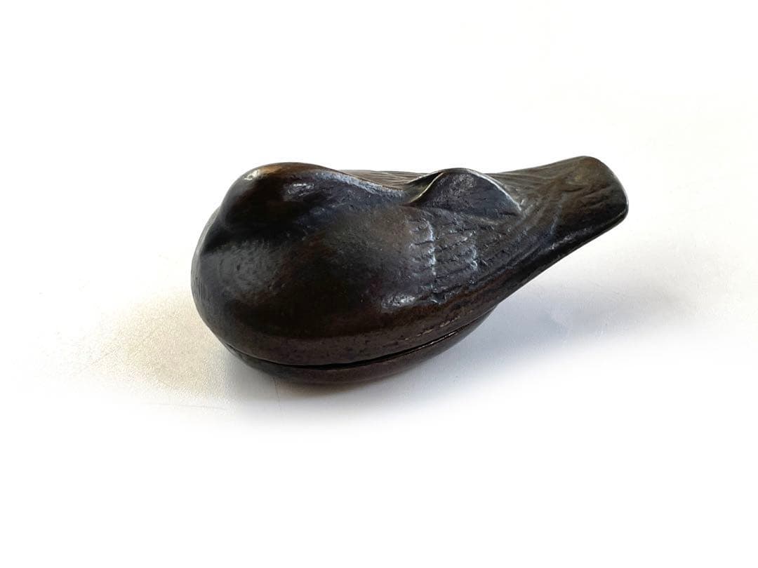 金属工芸　作者不明　香合　鴨　雀　燕　銅製　金物　茶道具　箱なし