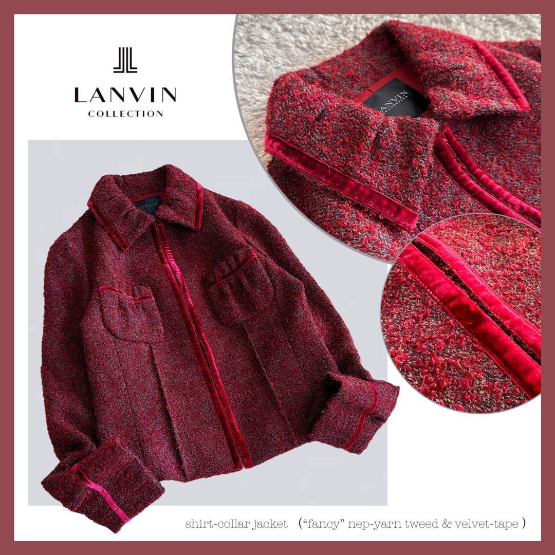 希少•美品【ファンシー•ツイード×ベルベット】ランバン／シャツカラー•ジャケット