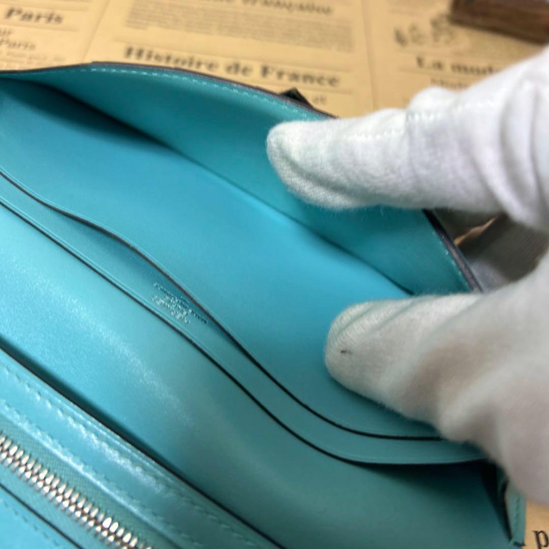 エルメス ベアン スフレ リザード タデラクト 長財布 ブルーアトゥール