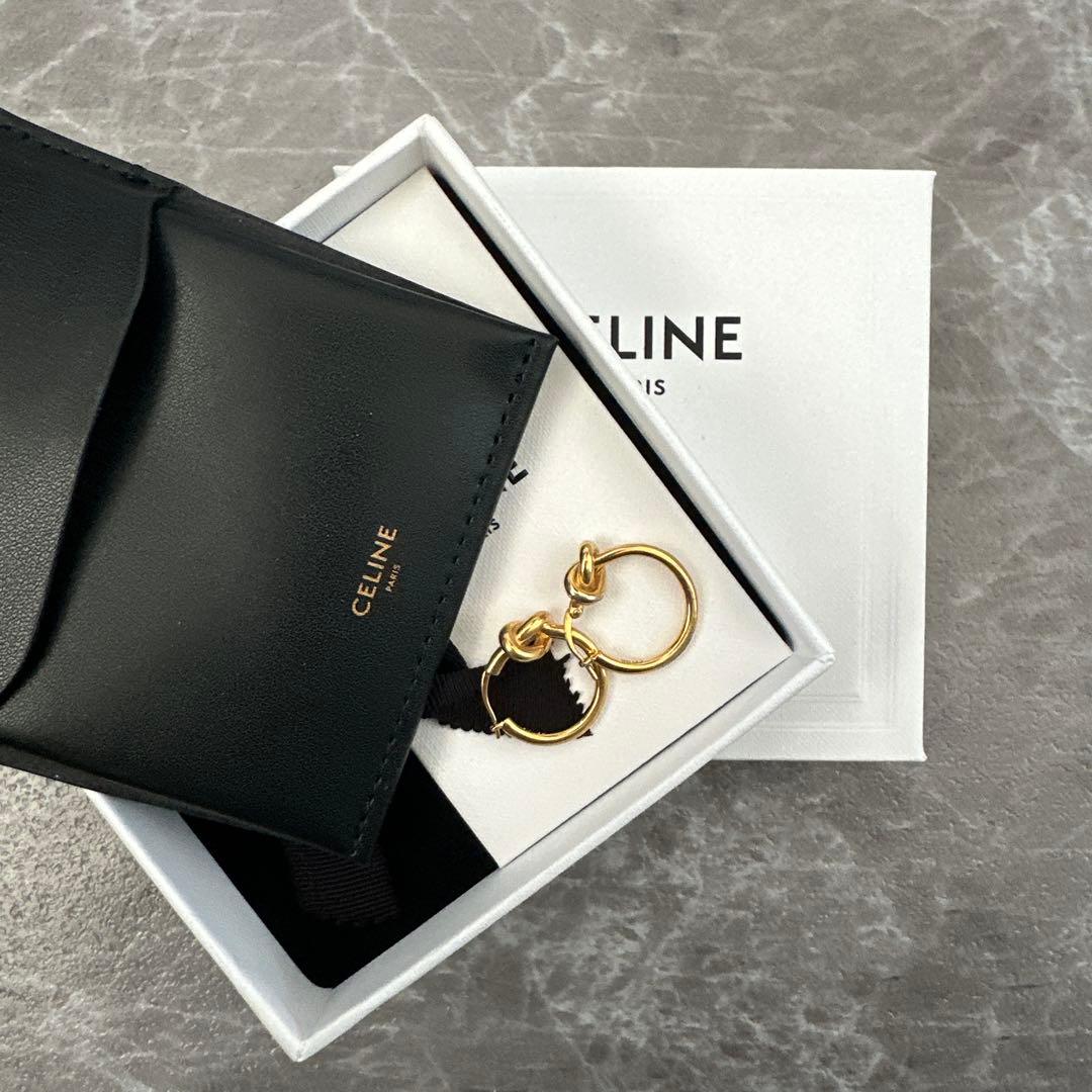 CELINE■正規品 ノット スモールフープ ピアス ゴールド