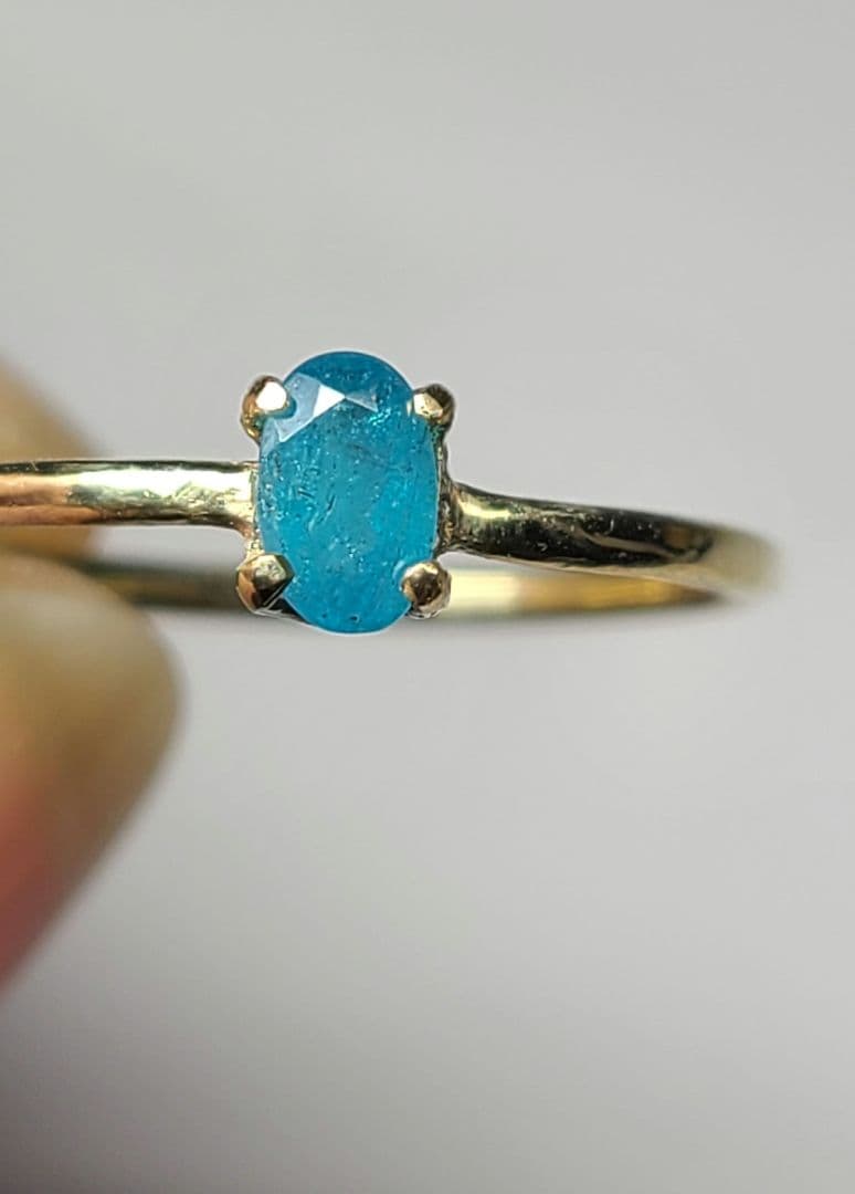 素晴らしい青ネオン★ブラジルバターリャパライバトルマリンリング10金★