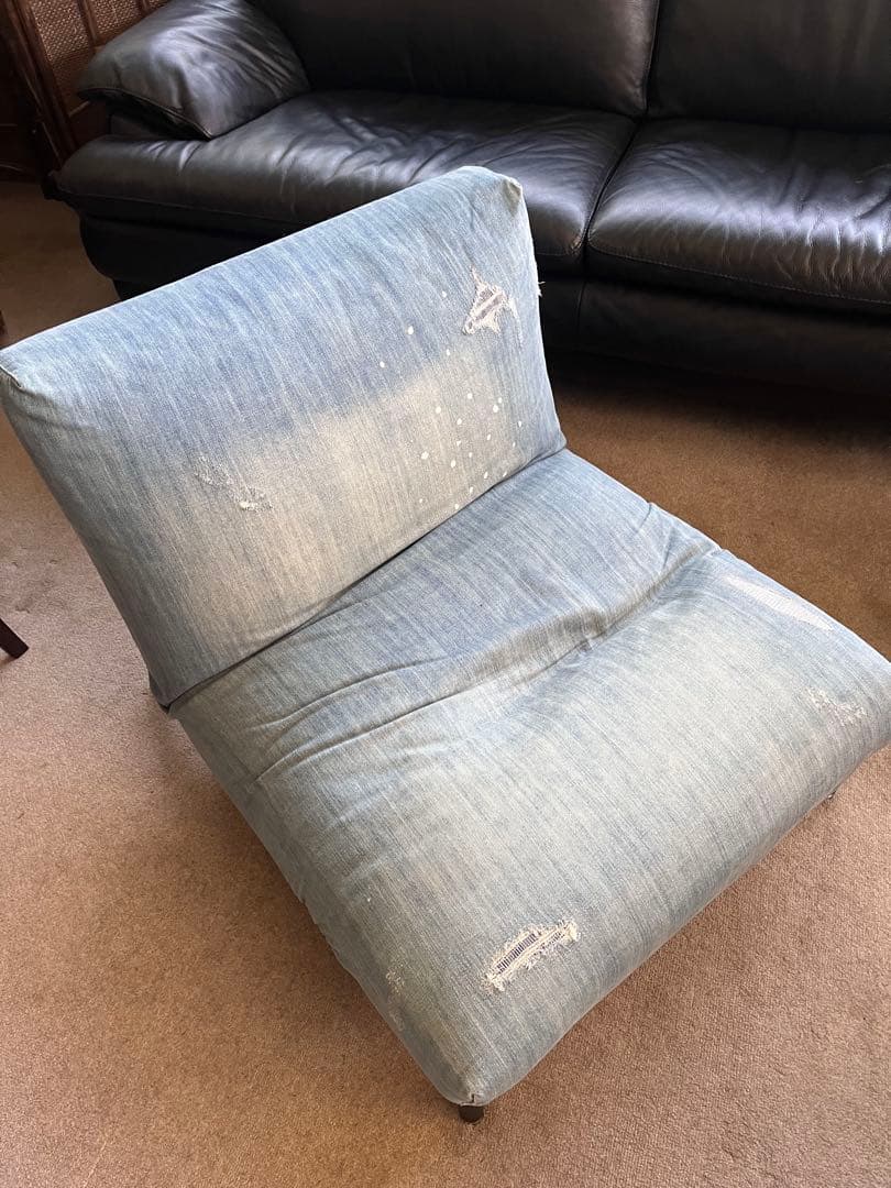 PM　ジャーナルスタンダードファニチャー　1人掛ソファー　デニム　ブルー