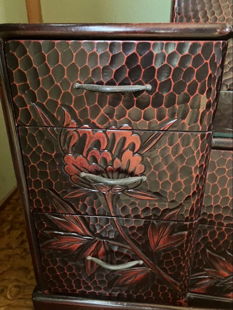 昭和レトロ鎌倉彫座鏡鏡台ドレッサー三面鏡化粧台