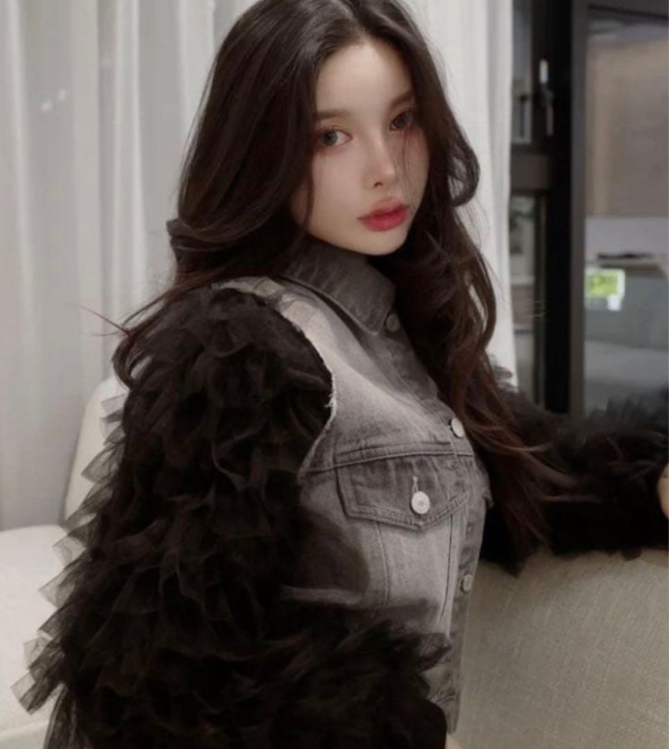 【未使用タグ付き】ボリュームチュールデニムGジャン