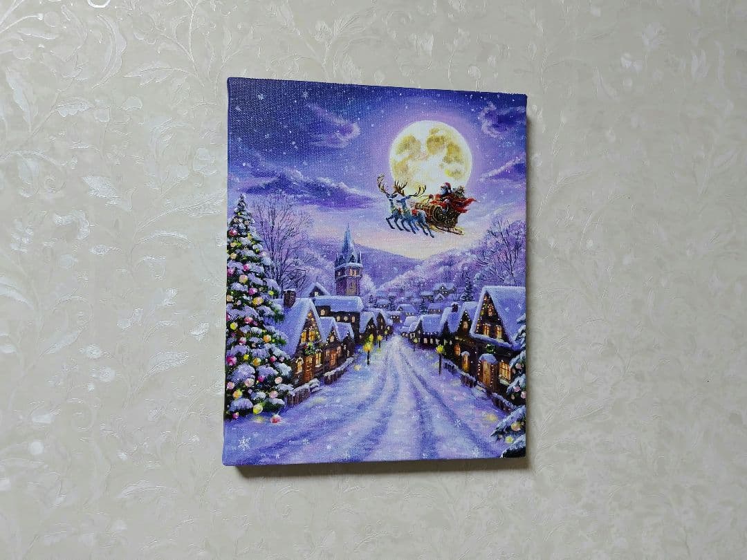 む*ん様 【雪の降る町】アクリル画 F3 風景画 絵画