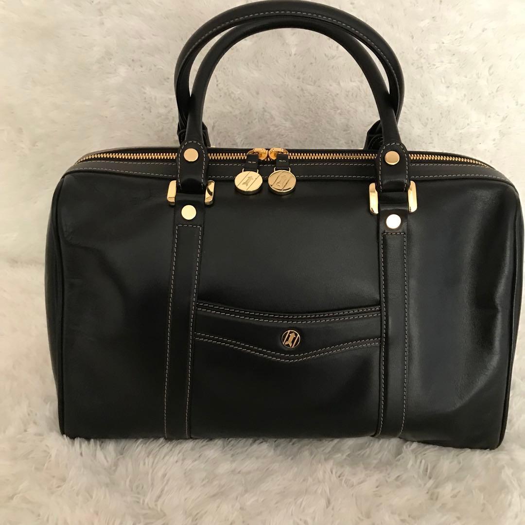 ★美品★GOLD PFEIL レザー ボストン ハンドバッグ 黒 GD金具